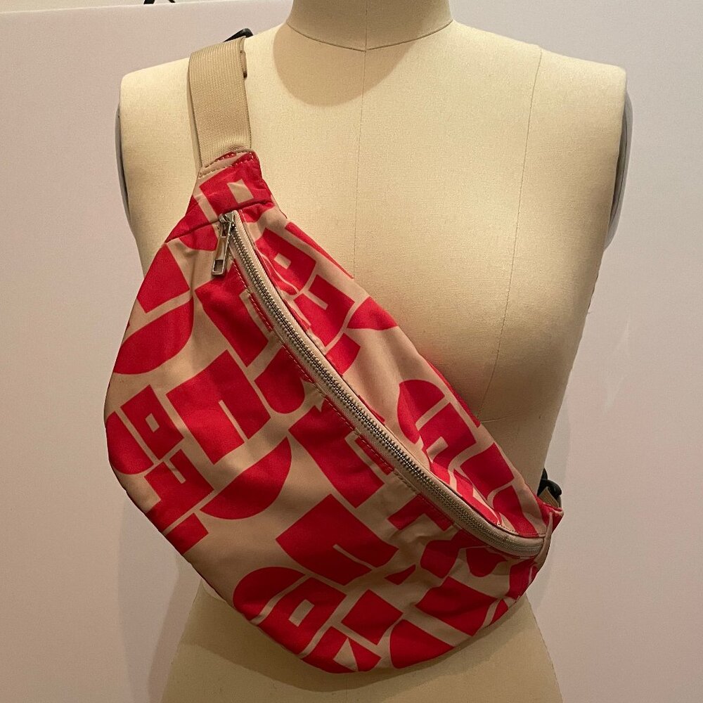 Edited brand orange & tan nylon large crossbody bag